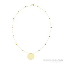 Glorria 14 Ayar Altın Renkli Taşlı Plaka Kolye