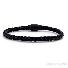 Solfera Siyah Deri Erkek Bileklik Mıknatıslı Klips Bt037