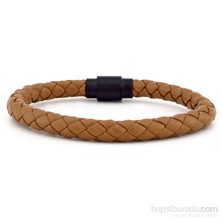 Solfera Örgülü Taba Deri Erkek Bileklik Bt054