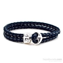 Solfera Tasarım Siyah Deri Erkek Bileklik Bt070