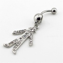 Solfera Parlak Taşlı Adam Göbek Piercing P218