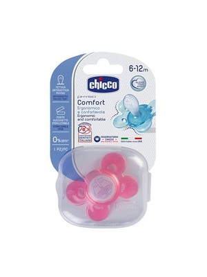 Chicco Physio Comfort Silikon Emzik Kız 6-12 Ay Tekli