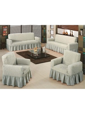 Altın Kelebek Bürümcük Maxi Koltuk Örtüsü Takımı (3+3+1+1) - Gri