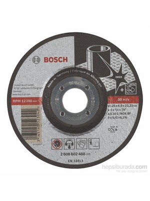Bosch  - Expert Serisi Inox (Paslanmaz Çelik)İçin Bombeli Taşlama Diski (Taş) - As 30 S Inox Bf, 125 Mm, 6,0 Mm