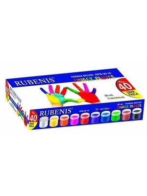 Rubenis Parmak Boyası 10'lu Set 30 ml Eğlenceli Mavi Renkli Sanat Malzemesi Çocuklar İçin