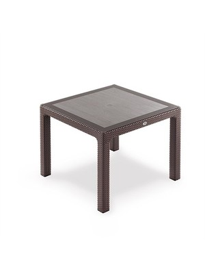 Novussi Classi 90X150cm Rattan Efektli Camlı Masa Takımı