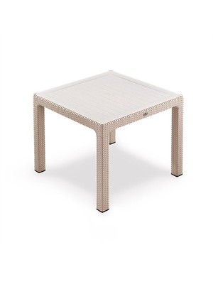 Novussi Classi 90X90cm Rattan Efektli Camlı Masa Takımı