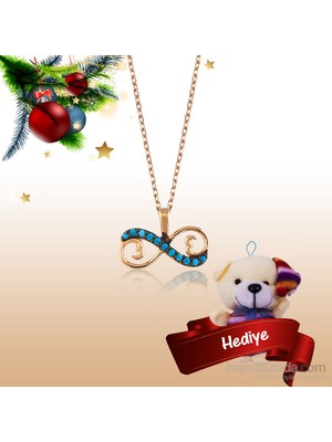 KENPAZAR Bayan Lili Gümüş Firuze Taşlı Sonsuz Kalp Kolye