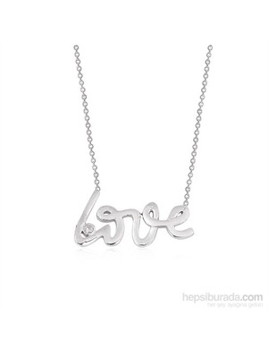 Altınsepeti Gümüş Tektaşlı Love Yazılı Kolye G411kl