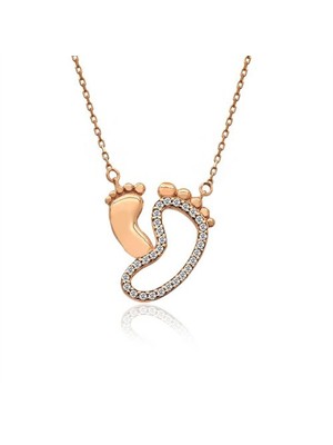 İndigo Takı Rose Ayak İzi Gümüş Kolye