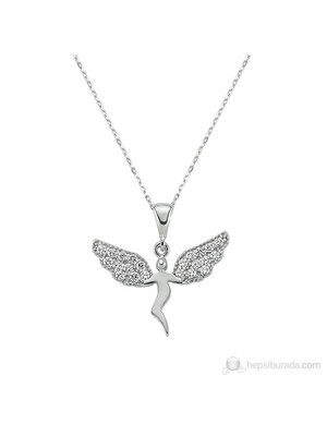 KENPAZAR Bayan Lili Gümüş Zirkon Taşlı Meleğim Kolye