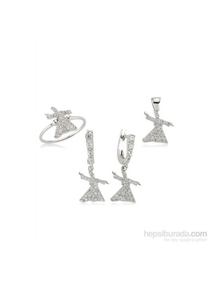 Gumush Zirkon Taşlı Gümüş Semazen Set 438188