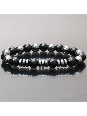 Takıcadde Siyah Parlak Oniks Hematit Doğal Taş Bileklik