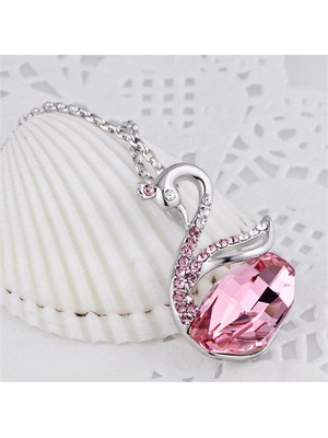 Monemel Pembe Swarovski® Taşlı Kuğu Kolye