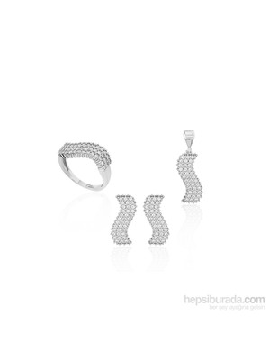 Gumush Gümüş Zirkon Taşlı Kıvrak Set 438215
