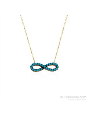 Glorria 14 Ayar Altın Firuze Taşlı Sonsuzluk Kolye