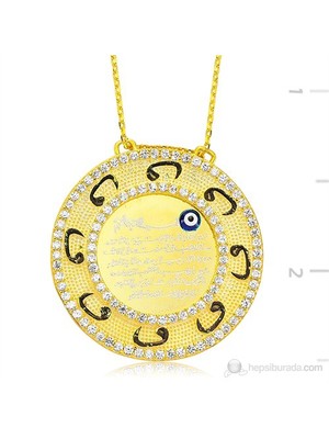 Gumush 925 Osmanlı Takıları Zirkon Taşlı Ayetel Kürsi Kolye | Pt1630073