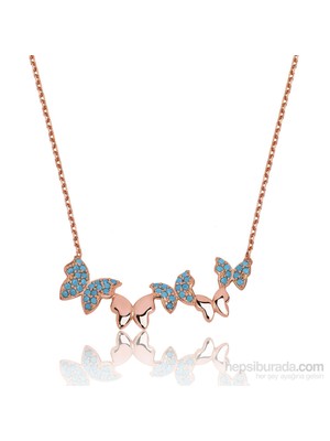 KENPAZAR Bayan Lili Gümüş Bahar Kelebekleri Kolye