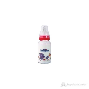 Desenli Silikon Kiraz uçlu Cam Biberon - Kırmızı