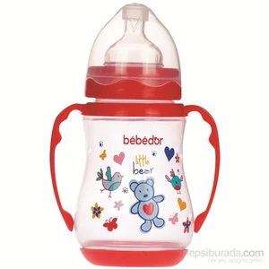 Geniş Ağız Kulplu Biberon 250 ml / Pembe
