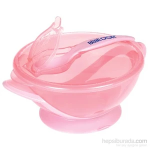 Vakumlu Tabak & Kaşık Set / Pembe
