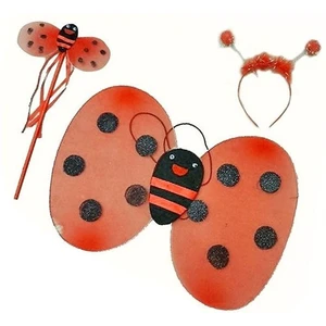 Uğur Böceği Kostüm Seti Kanat Taç Asa