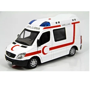 1:32 Işıklı Sesli Metal Ambulans (Çek-Bırak Özellikli)