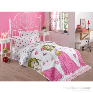 Enlora Home Kapitone Yatak Örtüsü Seti Tek Kişilik Beatiful Girl Beyaz