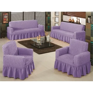 Evory Home Bürümcük Maxi Koltuk Örtüsü Takımı (3+3+1+1) - Lila