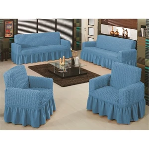 Evory Home Bürümcük Maxi Koltuk Örtüsü Takımı (3+3+1+1) - Mavi
