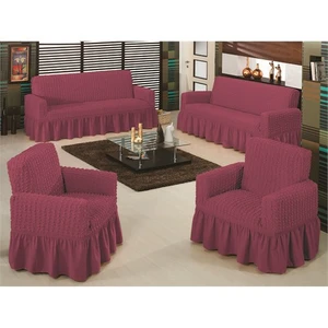 Evory Home Bürümcük Maxi Koltuk Örtüsü Takımı (3+3+1+1) - Fuşya