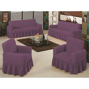Evory Home Bürümcük Maxi Koltuk Örtüsü Takımı (3+3+1+1) - Mor