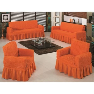 Evory Home Bürümcük Maxi Koltuk Örtüsü Takımı (3+3+1+1) - Oranj