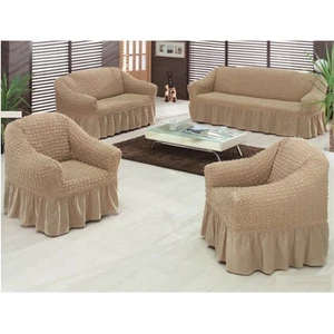 Evory Home Bürümcük Standart Koltuk Örtüsü Takımı (3+2+1+1) - Kemik