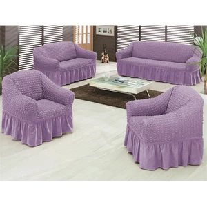 Evory Home Bürümcük Standart Koltuk Örtüsü Takımı (3+2+1+1) - Lila