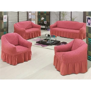 Evory Home Bürümcük Standart Koltuk Örtüsü Takımı (3+2+1+1) - Gül Kurusu