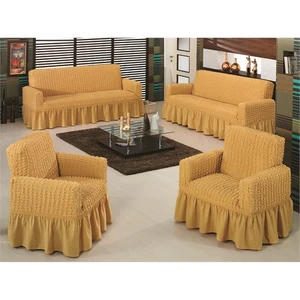 Evory Home Bürümcük Maxi Koltuk Örtüsü Takımı (3+3+1+1) - Açık Hardal