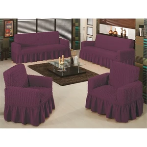 Evory Home Bürümcük Maxi Koltuk Örtüsü Takımı (3+3+1+1) - Mürdüm