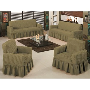 Evory Home Bürümcük Maxi Koltuk Örtüsü Takımı (3+3+1+1) - Kemik