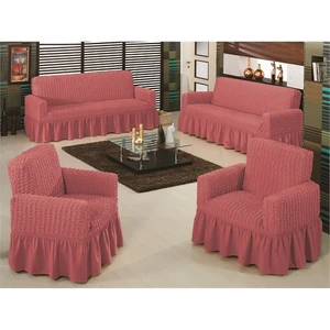 Evory Home Bürümcük Maxi Koltuk Örtüsü Takımı (3+3+1+1) - Gül Kurusu