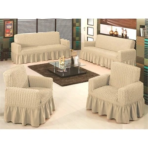 Evory Home Bürümcük Maxi Koltuk Örtüsü Takımı (3+3+1+1) - Naturel