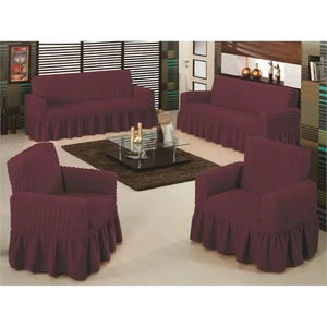 Evory Home Bürümcük Maxi Koltuk Örtüsü Takımı (3+3+1+1) - Bordo