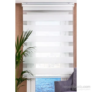 Geniş Pileli Zebra Perde Beyaz90x200