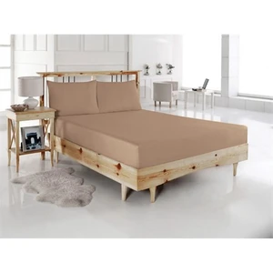 Kırmızı Home Lastikli Çarşaf Seti Çift Kişilik Kahve