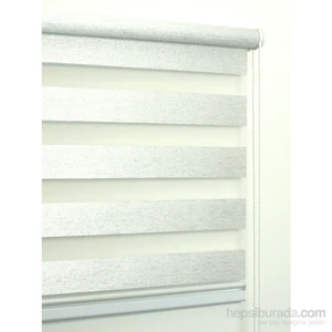 Simli Beyaz Bambu Zebra Perde