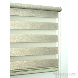 Simli Krem Bambu Zebra Perde