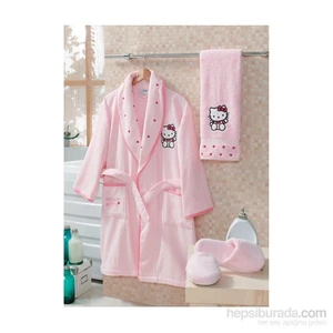 Hello Kitty Çocuk Bornoz Seti 10 12 Pembe