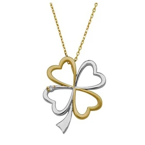 Bella Gloria 14 Ayar 3,58 Gr 0,02 Karat  Pırlanta Büyük Boy İçi Açık Altın Şans Kolyesi (PP11106)