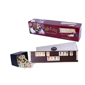 Star Oyun Aletleri Star Gold Ahşap Okey Takımı 4 Istaka 1 Paket Oyun Taşı ile Yerli Üretim