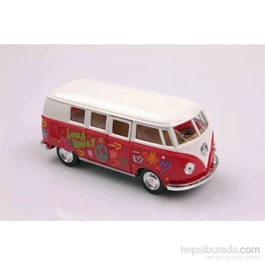 Kırmızı 1962 Volkswagen Classical Bus 1/32 Çek Bırak Die-Cast Model Araç